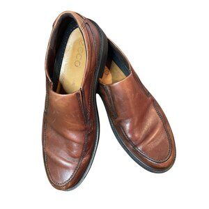 Ecco Leather Loafers Men's Size 12-12.5 (EU 46) Slip On Dress Shoes Brown Casual